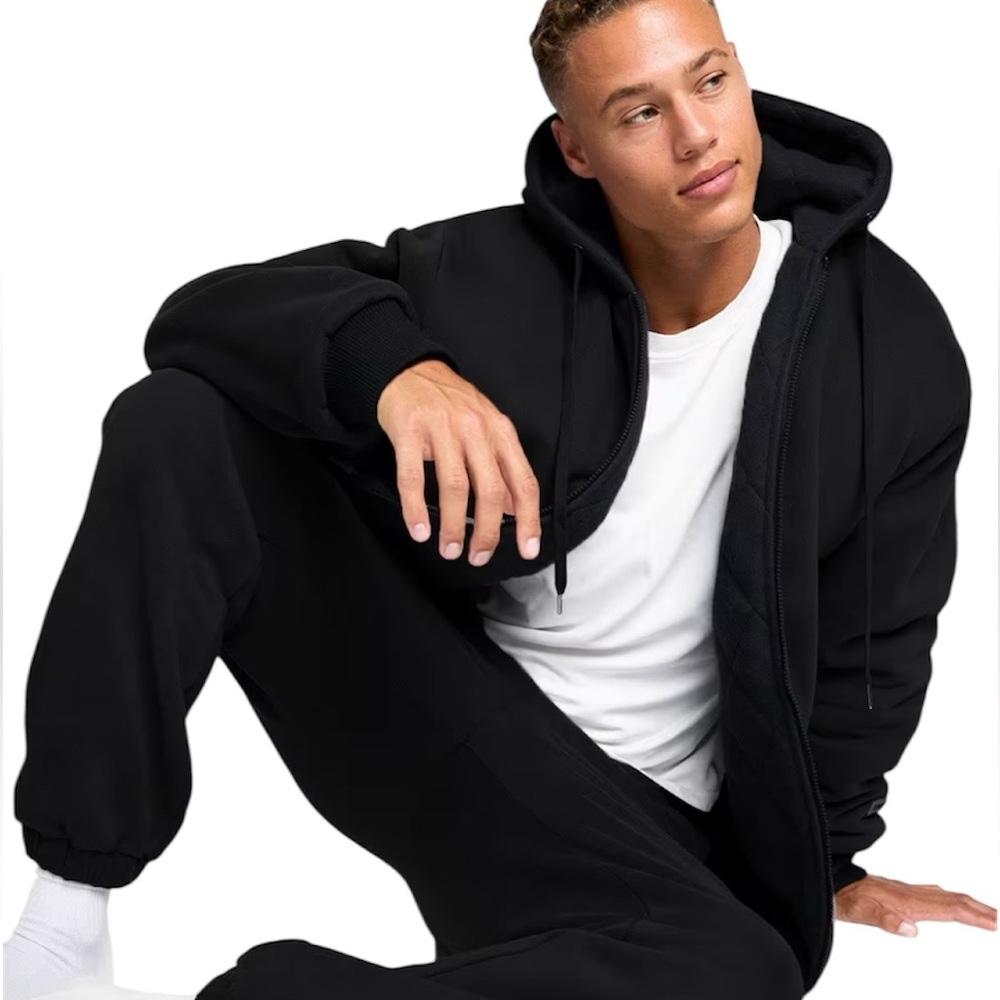 Comfrt Weighted Hoodie Full Zip Onyx Black 5 Lbs Oversized Unisex Size Medium - Picture 2 of 9